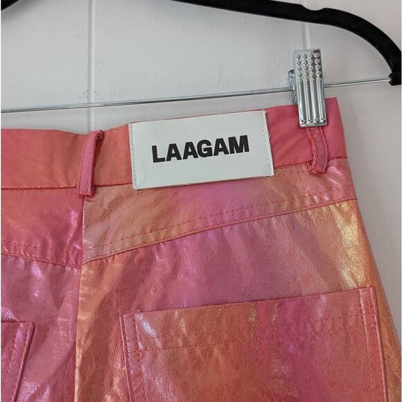 Free People Laagam Twiggy Metallic Pink High-rise Straight Leg Pants, size XS - Picture 5 of 11